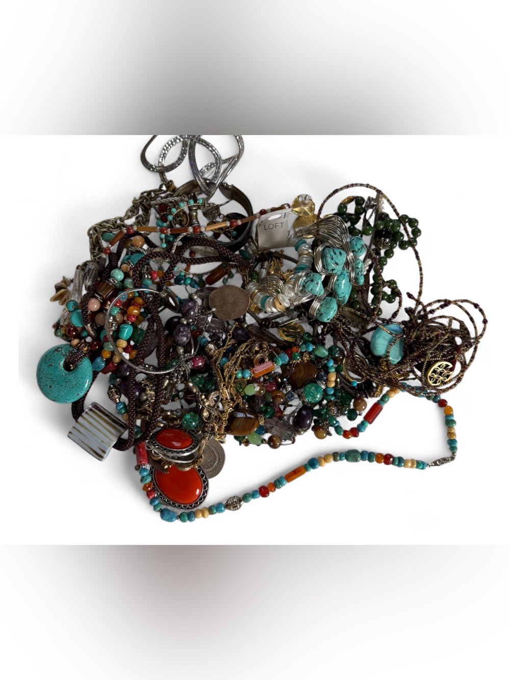 Assorted lot Multi-colored beaded necklaces bracelets western boho blue red
